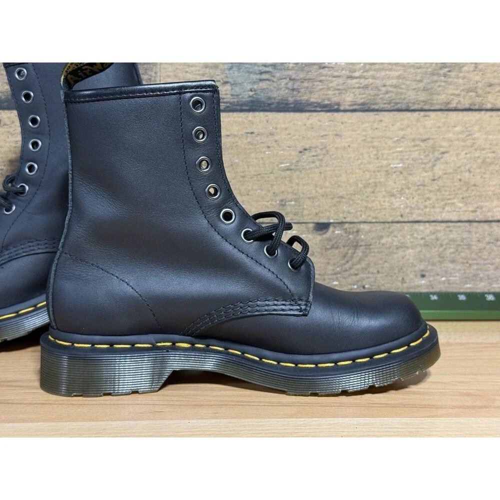 NEW-Dr Martens 11821 1460 Smooth Black Leather Combat Womens Boots Sz 6 Doc